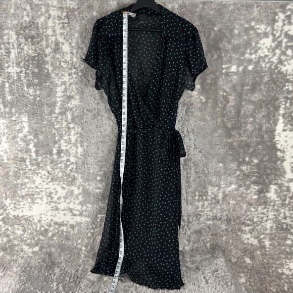 Lane Bryant Plus Sz 18 Polka Dot Whimsigoth Witchy Midi Wrap Dress Semi Sheer - Picture 2 of 9